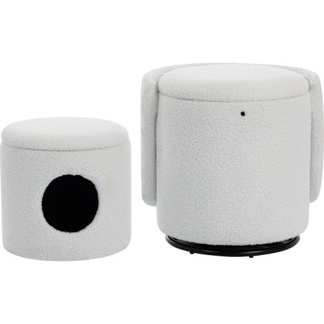 Fauteuil pivotant 360° avec rangement intégré et coussin rembourré pour chambre et salle à manger (1/5)