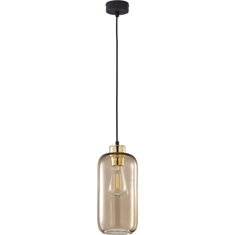 Lampe à suspendre verre Abat-jour Ø 14 cm brun or E27 (1/5)