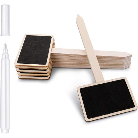 Lot de 20 étiquettes en bois pour plantes de jardin de type T, étiquettes de plantes de jardin avec stylo de marquage pour plantes d'intérieur et d'extérieur, graines, herbes, fleurs, légumes (1/5)