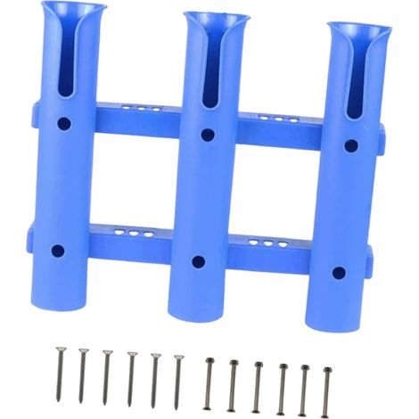 1 Support de canne à pêche, 3 tubes, nylon robuste, fentes lisses, vis incluses, pour bateau, garage, remorque