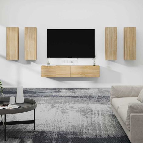 vidaXL 6 Piece TV Cabinet Set Sonoma Oak Engineered Wood (1/5)