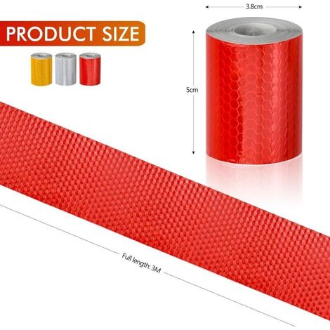 3 Rouleau Ruban Réfléchissant Adhésif 3m x 50 mm Bande Autocollants Reflechissante Réflecteur de Rayon de Vélo Catadioptre pour Véhicules Voitures Remorques Vélos Casques (1/3)