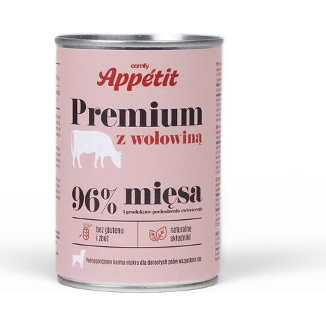 Comida húmeda para perros adultos Comfy Appetit Premium, sabor carne de res, 400 g (1/4)
