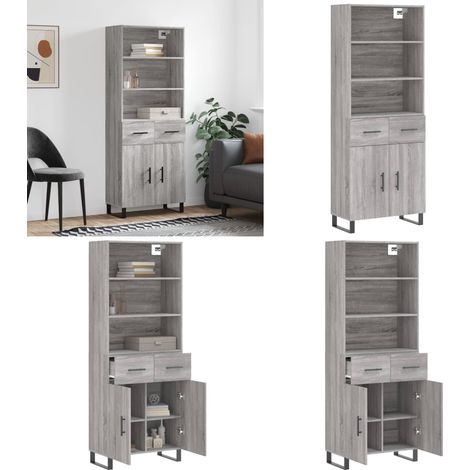 Highboard Grau Sonoma 69,5x34x180 cm Holzwerkstoff - Holzwerkstoff - Schrank (1/5)