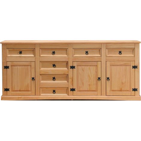 New Mexico Sideboard mit 7 Schubladen und 3 Türen Breite 200 cm, Höhe 84 cm gelaugt/gewachst. (1/4)