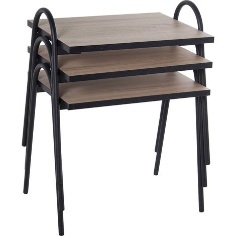 Table d'appoint épurée, pieds noirs & plateau chêne - Chêne avec pieds métalliques noirs (1/5)