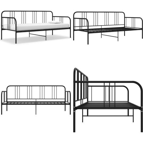 Cadre de canapé-lit sans matelas noir métal 90x200 cm - Canapé Convertible - Lit Invité - Lit Compact - Cadre Lit - Literie - Home & Living
