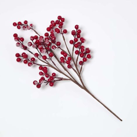 HOMESCAPES Artificial Winter Snow Berry Single Stem Bouquet (1/5)
