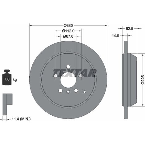 Lot de 2 Disques de frein Textar 92150803 MERCEDES-BENZ 1644230512 1644231212