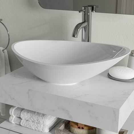 Signature Gloria Sit-On Countertop Basin 564mm Wide 0 Tap Hole - White (1/4)