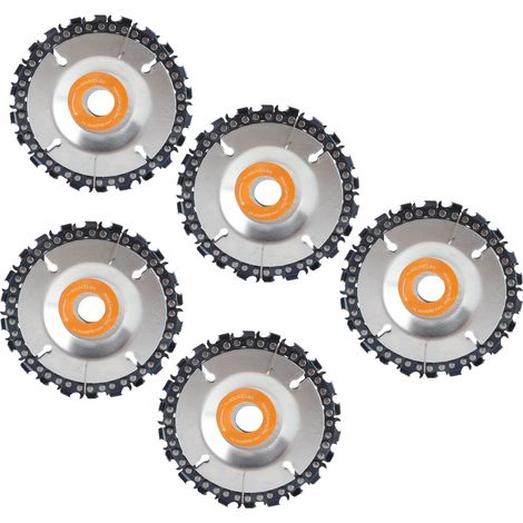 Lot de 5 disques meule pour meuleuse d'angle électrique ou pneumatique disque type scie chaîne acier 8660 roue à graver bois multifonction (1/5)