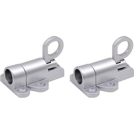 Juego de 2 pestillos automáticos de puerta con resorte y anilla, color plata  Aleación de aluminio  2 pestillos, 8 tornillos (1/5)