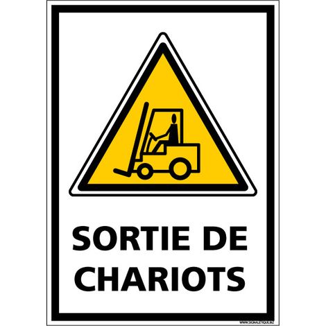 PANNEAU DE SIGNALISATION SORTIE DE CHARIOTS (D0940) - Adhésif - 75 x 105 mm