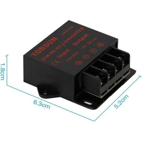 QORVA-Convertisseur d'alimentation CC/CC 12V/24V vers 5V 5A 25W, convertisseur abaisseur de tension réglable pour écrans LED, automobiles, alimentation électrique, etc.