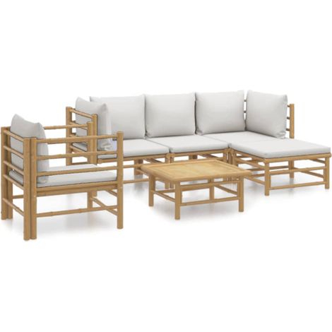 Maison Exclusive - 6-tlg. Garten-Lounge-Set mit Hellgrauen Kissen
