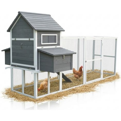 Écurie clapier cage poulailler abri à volailles cage à lapins clapier XXL pour petits animaux enclos en bois (1/5)