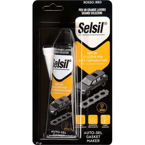 SILICONE ACETICO ALTA TEMPERATURA 'SNH' rosso gr 85 - (ral 3024) tubetto- 12 pezzi  - SELSIL