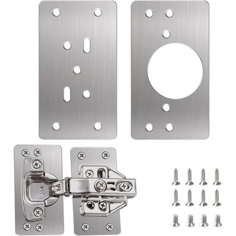 Piastre di riparazione per cerniere delle ante dei mobili da cucina – 2 pezzi in acciaio inox con 12 viti incluse