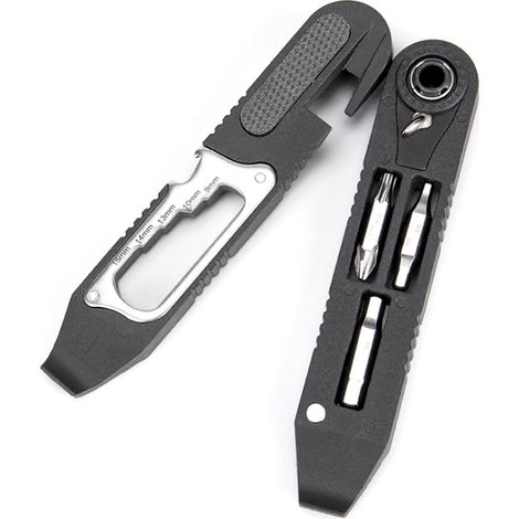 16-in-1-Multitool für Fahrräder mit Ratsche, Reifenheber und Mini-Reparaturset für Schläuche und Pannen