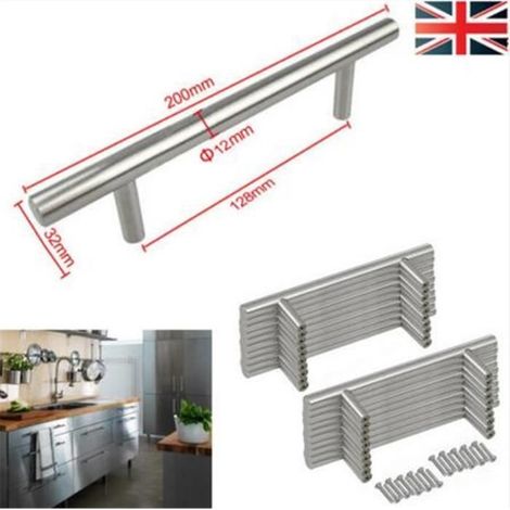 20pcs T-Barre Poignée Porte Acier Inoxydable Meuble Armoire de Cuisine Porte Tiroir (1/4)