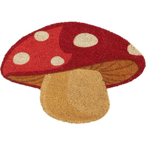 Fisura - Zerbino d'ingresso con Forma. Originale zerbino in Cocco con Base Antiscivolo in PVC. Misure: 70 x 40 cm. (Fungo Rosso) (1/4)