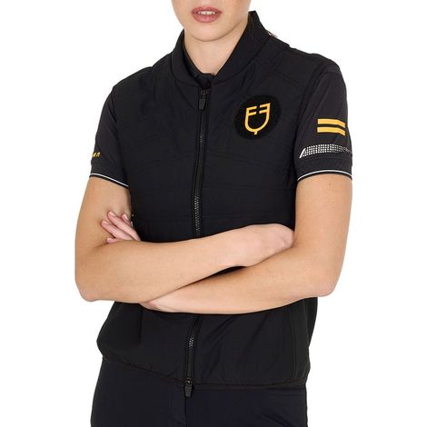XL, Nero: Smanicato da donna slim fit in tessuto tecnico con tasche e zip linea scuderia
