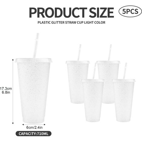 verres en plastique réutilisables avec couvercles et pailles (1/4)