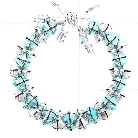 Couronne de Noël créative en fer forgé avec pendentif clochette (grand modèle argent bleu) bd (1/5)