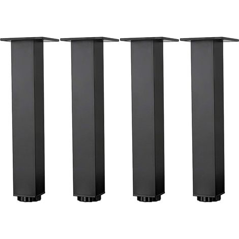 Patas de muebles de aleación de aluminio de altura ajustable, ideales para mesas de centro/sofás y armarios de baño/lavabo. 38 mm, acabado negro mate, con tornillos. 4 patas (30 cm/11,8 pulgadas).