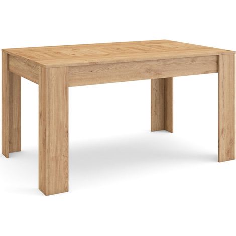 Skraut Home – Table extensible chêne 140x90cm – Pour 6 personnes – Style moderne – Structure robuste avec veinage poreux