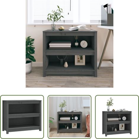vidaXL Rangement en bois - Bibliothèque Gris 80x35x68 cm Bois de pin massif (1/5)