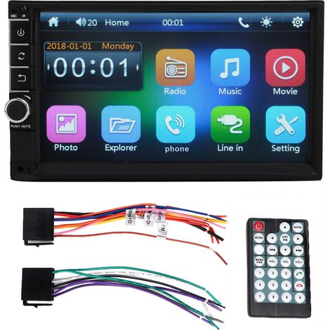 Kit mains libres 7 pouces HD, appel mains libres, transmetteur FM, commande à distance de recul, lecteur MP4 MP5 pour voiture (1/5)