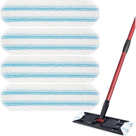 Lot de 4 – Compatible avec le balai plat Vileda H2Pro – Convient aux sols durs – Lavable en machine – Lingette de balai réutilisable (1/5)