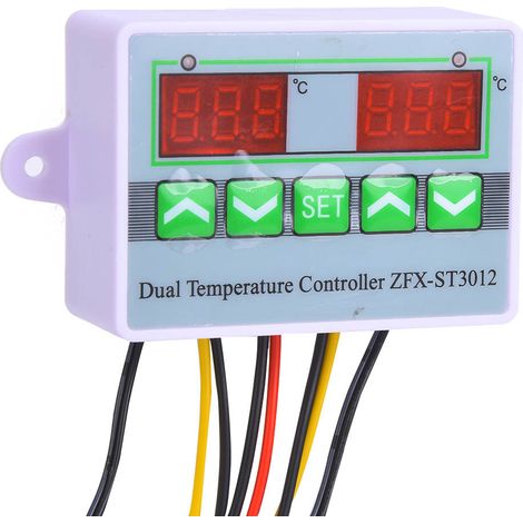 ST3012 Temperaturregler, intelligenter digitaler Zweikanal-Temperaturregler mit DC12V-Anzeige (1/5)