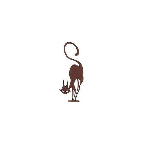 Rostige Katze als Gartendekoration, Rostige Katze als Metallfigur, Zaunornament, kleines handgefertigtes Produkt Rusty Cat-Crezuo