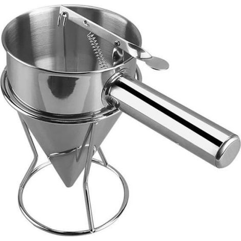 Entonnoir a Piston En Acier Inoxydable avec Support pour Creme Sauce Dosage Entonnoir en Sauce