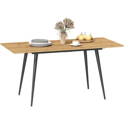 Table à manger pliante table extensible 120-160 cm jusqu'à 6 à 8 personnes avec pieds en acier, naturel