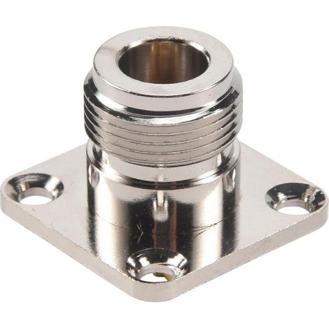 Connecteur coaxial RF N femelle de panneau à 4 trous avec godet à souder, argenté (1/5)