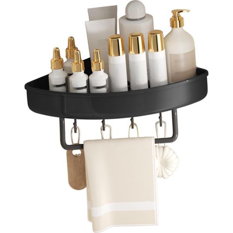 Étagère de douche rangement d'angle pour salle de bain, sans perçage, fixation murale, adhésive pour toilettes (1/5)