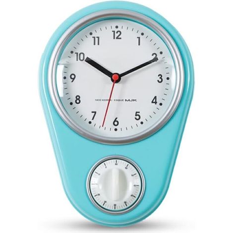 Ahlsen Küchenwanduhr, genaues Timing, leicht zu lesen und stilvoll, mit Timer, ABS-Küchentimer, zeitlos, blau (1/5)