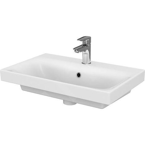 Cersanit – Lavabo 60x38cm céramique blanc anguleux avec trou robinetterie et trop-plein – K116010 (1/3)