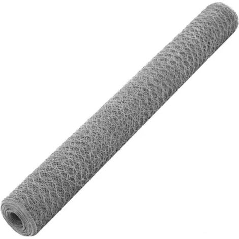 Grillage Acier Galvanisé 25x1,2 m Hexagonal Argenté Clôture de Jardin 143332 (1/5)