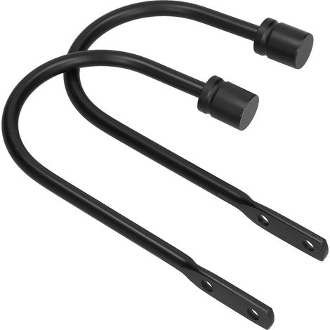 Lot de 2 crochets de rideau cylindriques en alliage d'aluminium en forme de U, pour la maison, le bureau ou la chambre (noir). (1/5)