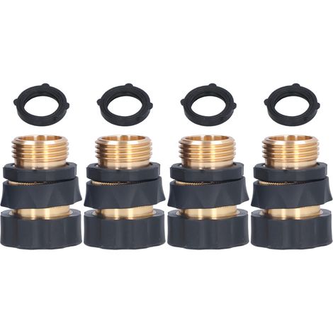 Raccord Rapide Universel pour Tuyau d'Arrosage, 4 Pièces avec Joints en Laiton, Étanche, Fitting d'Adaptateur pour Irrigation Jardin (1/5)