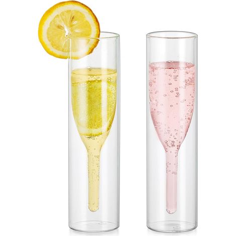Flûtes Champagne Double Paroi en Verre Borosilicate – 2 pcs