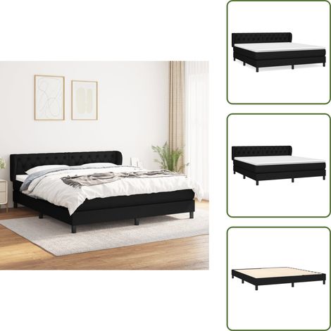 Boxspringbett mit Matratze Schwarz 160x200 cm Stoff - Boxspringbett - Doppelbett - Schlafsystem - Bettenrahmen - Lattenrost