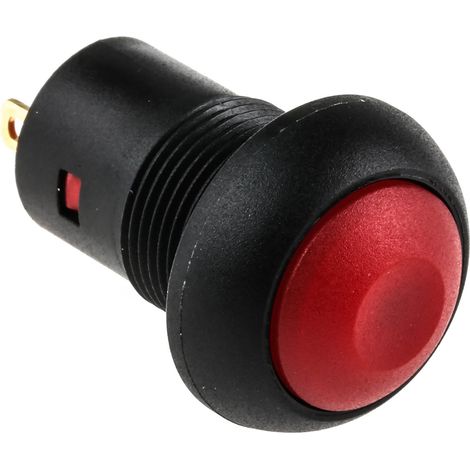 Bouton-poussoir miniature, Verrouillable, Unipolaire à une direction, 100 mA, 24 V c.c., Rouge, Montage sur Circuit ( Prix pour 1 ) (1/2)