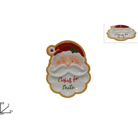 Decorazione Natalizia Piatto da Tavola Decoro Biscotto Babbo Natale 29 cm