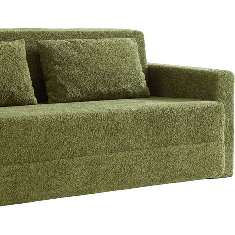 Canapé-lit 2 places pliable avec ports USB, rangement latéral et coussins, idéal pour salon et appartement (1/5)