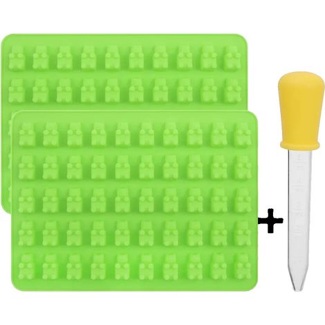 Moldes de mini osos, silicona flexible, diseño ecológico, color verde (100 unidades) (1/2)